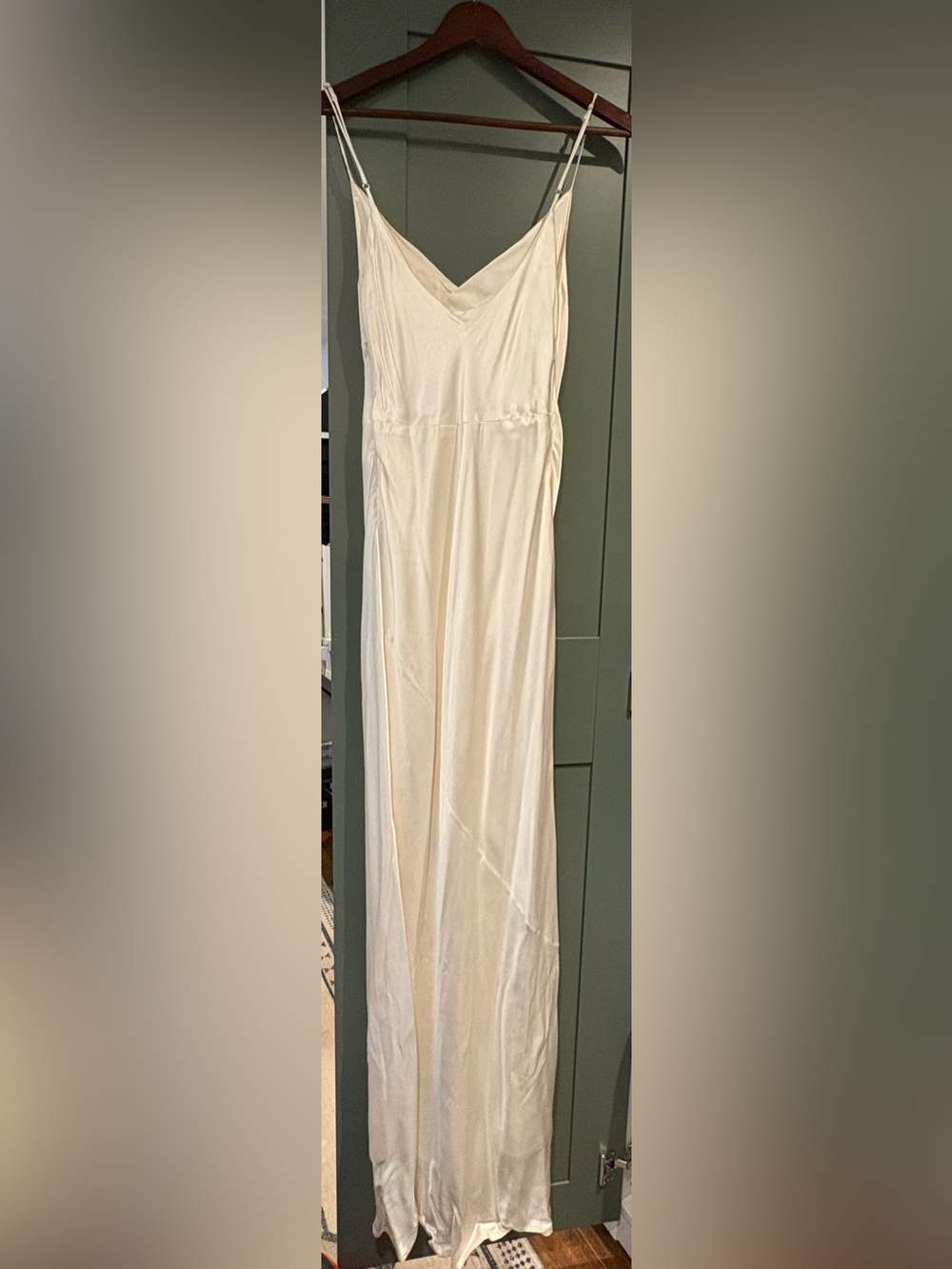 Silky Cream Slip Dress with Spaghetti Straps
